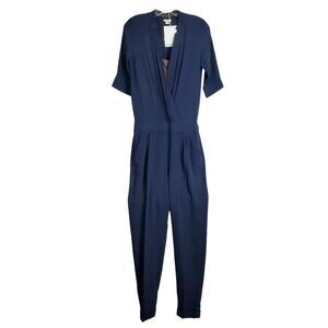 Marella NY Silk Navy Blue 2 Piece Jumpsuit Cami Sz 2 Italy Glam Money Regal NWT
